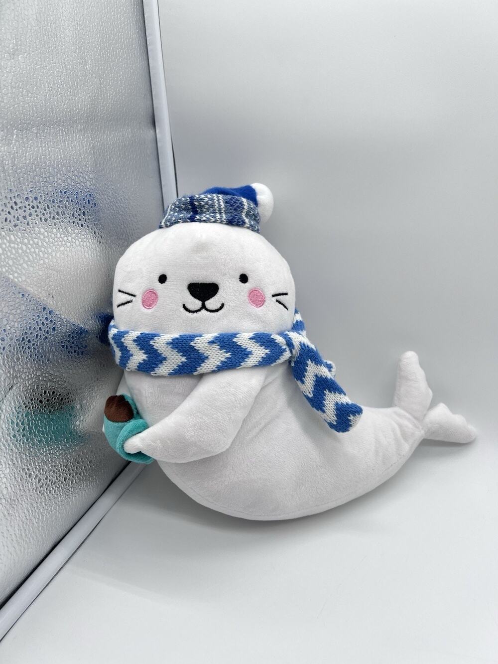 2023 POP Plush SEAL Winter Hat Scarf Hot Chocolate Stuffed Animal Toy 10”